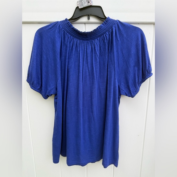 Style & Co Deep Blue (Escape Blue) Short Sleeve Blouse, Size 0X, NWT. - Picture 3 of 6